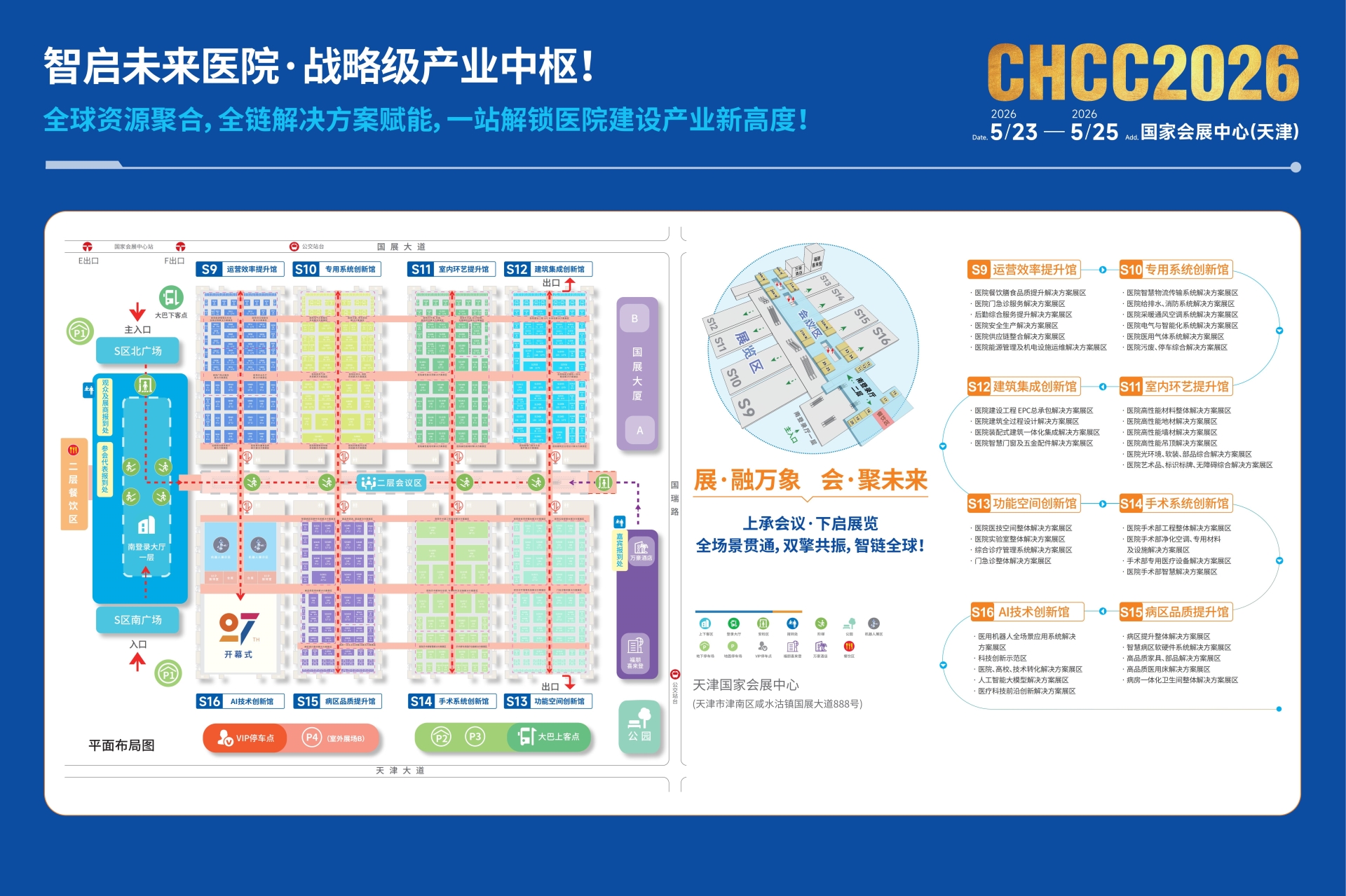 CHCC2026第27届全国医院建设大会展馆布局【S11 室内环艺提升馆】CHCC2026天津国家会展中心